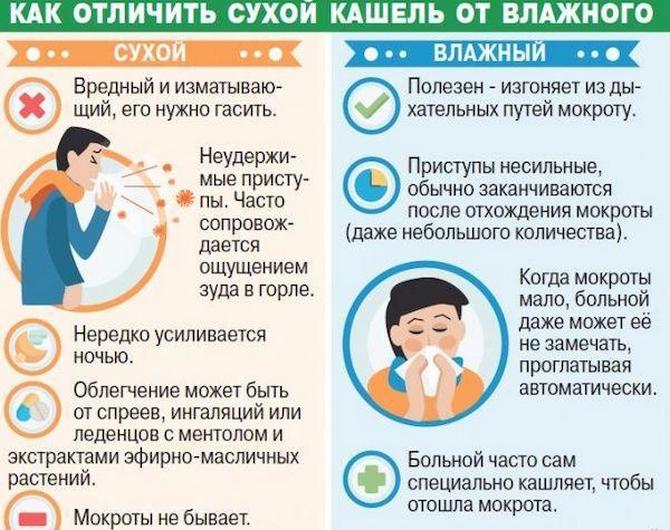 Отличия сухого и мокрого кашля